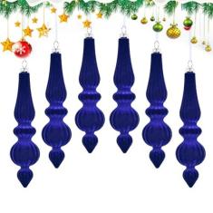 Imagem de Enfeites de Natal flocados,Enfeites flocados para árvore de Natal | 6X enfeites de Natal vintage cone colorido - Pingente festivo de decoração de Natal para árvore de Natal de ano novo de inverno