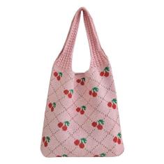 Imagem de Ovida Linda bolsa feminina de crochê para viagem de verão e praia, bolsa de malha estética Y2k, acessórios de grunge de fadas, rosa, One Size