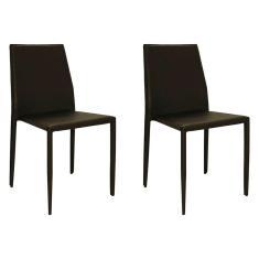Imagem de Kit 2 Cadeiras Decorativas Sala e Cozinha Karma PVC Marrom- Gran Belo