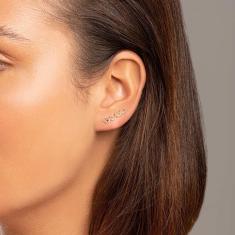 Imagem de Brinco Rommanel Banhado Ouro Ear Cuff Grampo Com Corações Vazados 526493