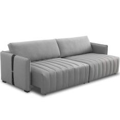 Imagem de Sofá Retrátil Para Sala de Estar 3 Lugares 220cm Ethan T03 Linho Cinza