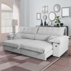 Imagem de Sofá Retratil Reclinavel 3 Lugares 240cm Boucle Ravena Branco