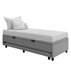 Imagem de Bicama Box Baú Solteirão 96x188 Cm Samy S05 Veludo Cinza - Mpozenato