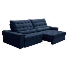 Imagem de Sofá 5 Lugares Retrátil e Reclinável Alasca Veludo Azul - Ferguile