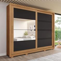 Imagem de Guarda-Roupa Casal Medelín 2 Portas 4 Gavetas Com Espelho Nature/Preto
