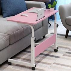 Imagem de Mesa Escrivaninha Rosa Escritório Altura Ajustável E Rodinha - Yeet