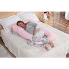 Imagem de Travesseiro de corpo para Gestante Gravida 1,20x60 micropercal 200 fios (ROSA)