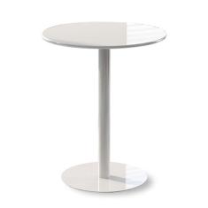 Imagem de Mesa de bar alta mesa de bistrô, mesa de centro branca pequena com base de metal - kit completo, mesa de bar redonda para sala de estar, escritório, cafeteria, mesa de jantar com pedestal