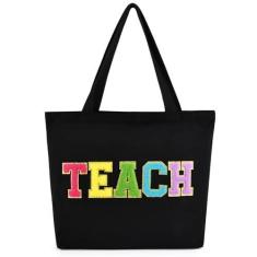 Imagem de Aileam Sacola para professores, presentes de agradecimento a professores, para mulheres, sacolas de lona com bolso com zíper, bolsa de praia para viagem, presente para professores, reutilizável,