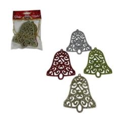 Imagem de Kit 4 unidades Enfeite de Natal Glitter Anjos Sinos e Estrelas Alto Re