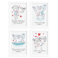 Imagem de Quadros Com Frases Namorados Moldura  22X32Cm Kit 4Un