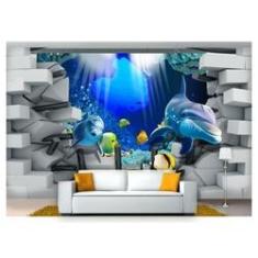 Imagem de Papel De Parede Animais Golfinho Peixes 3D 6M² Anm267