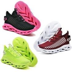 Imagem de Kit 3 Tênis Casual Esportivo Corrida Macio Lançamento-Feminino