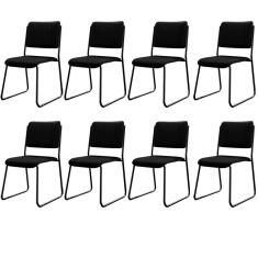 Imagem de Kit 08 Cadeiras Hoteleira Auditório Empilhável Inter L02 Crepe Preto - Lyam Decor