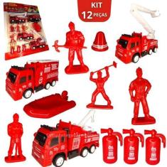 Imagem de Coleção De Carrinhos De Bombeiro Fricção Caminhão  Brinquedo - Europio