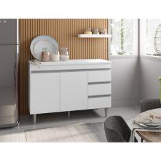 Imagem de Balcão de Cozinha Andréia 100cm Branco + Tampo - ajl Móveis