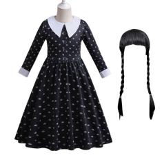 Imagem de Fantasia Vestido Com Peruca Infantil Menina Vandinha Festa