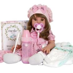 Imagem de Bebê Reborn Para Comprar Castanho 100% Silicone 52 Cm Banho - Cegonha