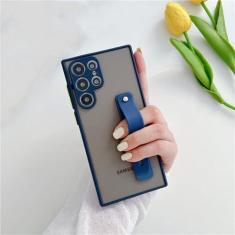 Imagem de Suporte de alça de pulso capa de telefone translúcida para Samsung S24 S23 Ultra S22 S20 S21 Plus FE Note 20 A72 A52 A33 A13 A32 A21S Capa, Marinha, para S23 Ultra