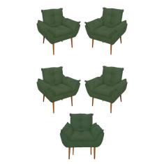 Imagem de Kit 05 Poltrona Opala Sofá Sala, Quarto, Escritório Suede Cor:verde