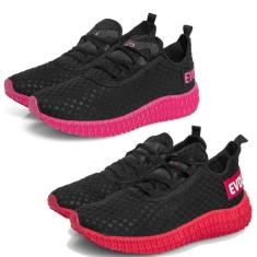 Imagem de Tênis Feminino Running Esporte Confortável Corrida Kit 2-Feminino