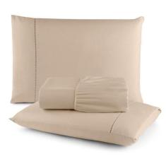 Imagem de Jogo Lençol Sonobom 400 Fios Solteiro 2 Pçs Barato - Avelã - Casa Show