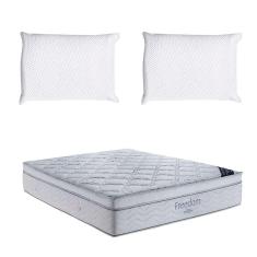 Imagem de Colchão Queen Molas Ensacada Freedom (32x158x198) Branco com 2 Travesseiros Guldi Soft Nasa Branco