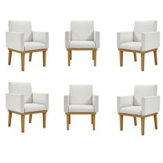 Imagem de Kit 06 Cadeiras Escritório Reforçadas Recepção Luxo Bege