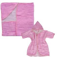 Imagem de Kit 1 Toalha de Banho Bebe Soft com Capuz de Fralda + 1 Roupão com Cap