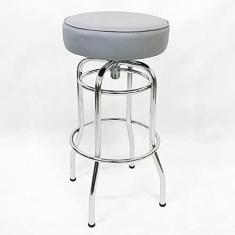 Imagem de Banqueta Bar Alta Giratória Cromada Assento Cinza - Poltronas do Sul