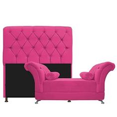 Imagem de Kit Cabeceira Lady e Recamier Taty 140 cm Casal Suede Pink - Amarena Móveis