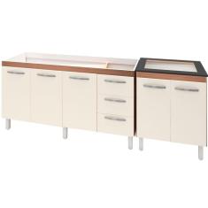 Imagem de Balcao Pia 120cm e Multiuso 2 Portas 70cm Savana Off White Mobbs