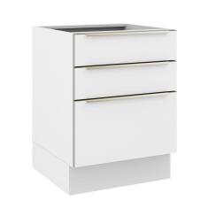 Imagem de Balcão Madesa Lux 60 cm 3 Gavetas (Sem Tampo) - Branco/Branco Veludo