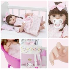 Imagem de Bebê Reborn Boneca Menina Laura 100% Silicone 20 Acessórios - Cegonha