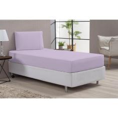 Imagem de Jogo De Lençol Macio Lilás Cama Solteiro Percal 2 Peças
