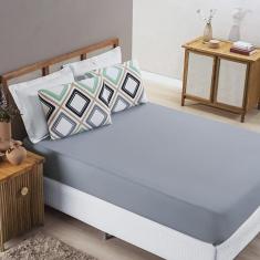 Imagem de Jogo de Lençol Grace King 3 Peças Malha 100% Algodão Macio Estampado - Harmony Cinza