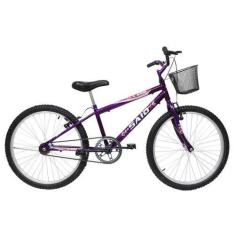 Imagem de Bicicleta Aro 24 Feminina Mono Saidx Sem Marcha Com Cesta, Violeta esc