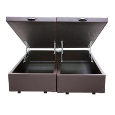 Imagem de Base Box Baú King Bipartido Sintético Marrom 39x198x203
