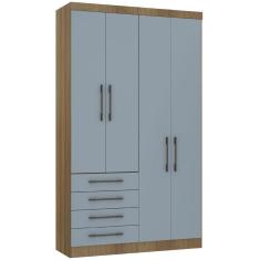 Imagem de Guarda Roupa Modulado 134,50cm 4 Portas E 4 Gavetas Paris Luciane Móveis Avelã Pf Com Grey Sky Pf