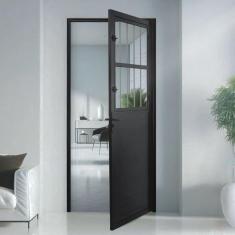 Imagem de Porta Social Lambril Alumínio 2,10 X 90 Lado Esquerdo Preto Preto