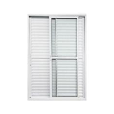 Imagem de Kit com 2 Portas Balcão de Alumínio 3 Folhas 210 X 120cm com Fechadura Linha 25 Esquadrias Bergame Branco