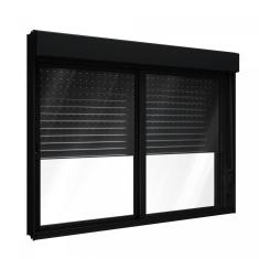 Imagem de Janela de Alumínio Veneziana 120x120cm com Persiana Black Out Integrada Lucasa Alumínio Preto