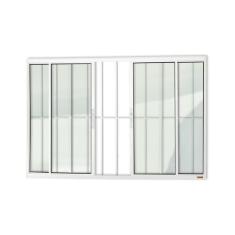 Imagem de Janela Confort 4 Folhas com Grade Vidro Liso 100cm x 120cm Brimak