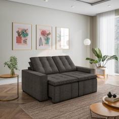 Imagem de Sofá Cama Retrátil E Reclinável 3 Lugares 180cm Em Linho Palmeira Cabe