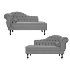 Imagem de Kit 02 Namoradeiras Recamiers Larissa Lado Direito/Esquerdo Linho Cores - DS Estofados