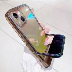 Imagem de Capa de telefone transparente para suporte de cadeira colorida a laser de luxo para iPhone 11 12 13 Pro X XR XS MAX Capa traseira protetora elegante, preta, para iPhone 11