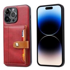 Imagem de Capa de telefone de bolso de cartão de couro para iphone 15 pro max 14 13 12 11 pro max 15 plus 14 pro carteira capa traseira, vermelho, para iphone 13 pro
