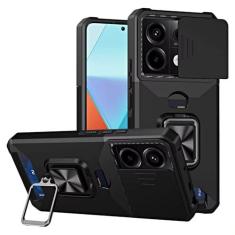 Imagem de Capa case antichoque para Xiaomi Redmi Note 13 PRO (Versão 4G) / Capinha anti impacto com porta cartão, protetor de câmera e anel magnético (preto, REDMI NOTE 13 PRO 4G)