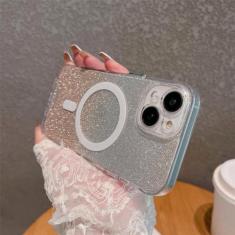 Imagem de Gradiente glitter casos magnéticos caso de carga sem fio para iphone 14 13 12 11 pro max xr x xs max 7 8 plus capa transparente, amarelo, para iphone 8