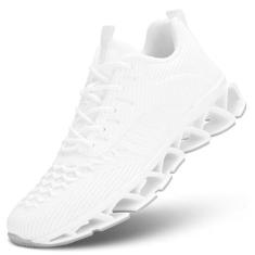 Imagem de Tênis feminino de caminhada, tênis de corrida, casual, moderno, confortável, antiderrapante, com cadarço e cadarço, Branco, 35